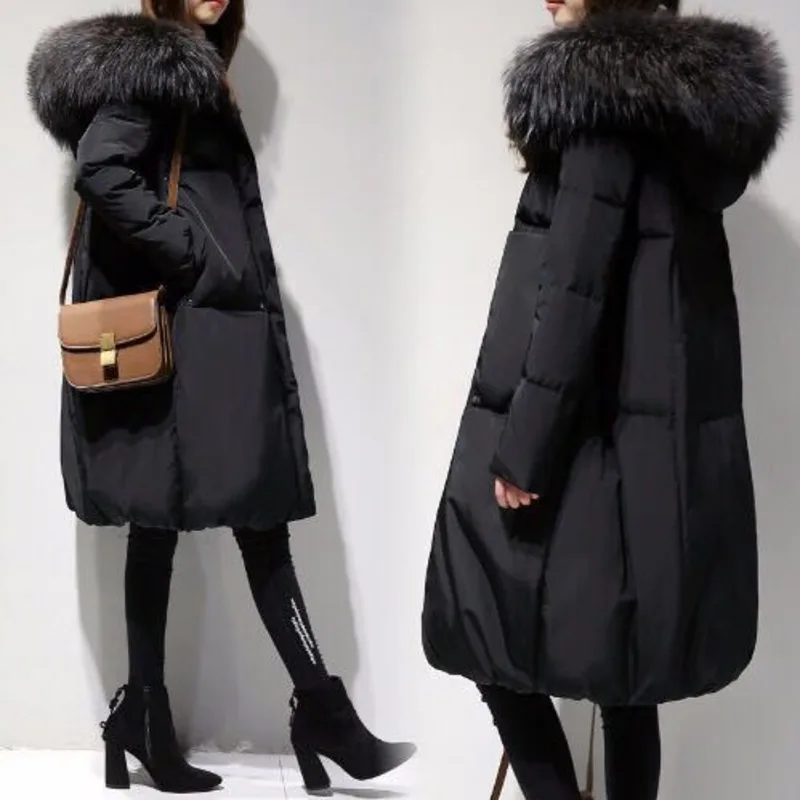 2021 Winter Women Solid Warm Thick Jackets Big Fur Collar Coats Female Loose Hooded Down Cotton Long Female Parkas Clothes
2021 Winter Women Solid Warm Thick Jackets Big Fur Collar Coats Female Loose Hooded Down Cotton Long Female Parkas Clothes