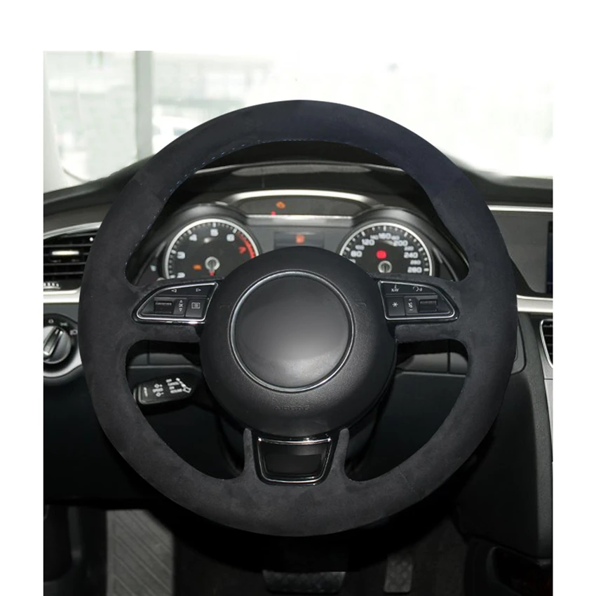 Черная замша DIY ручной работы чехол рулевого колеса автомобиля для Audi A5 2013 2017 A6 S6