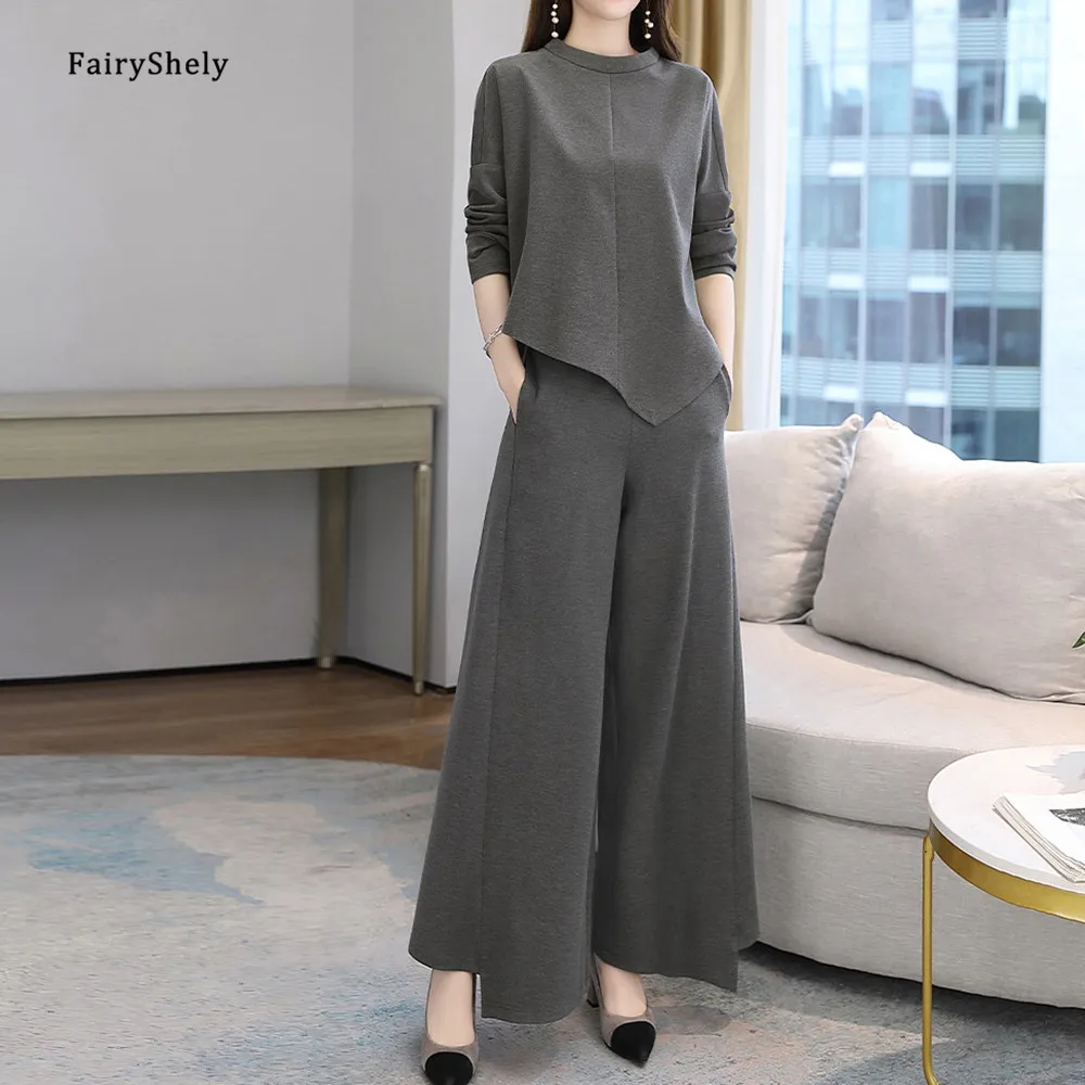 FairyShely Korean Top And Pants 2PCS Set Women 2021 Spring Fell Loose Casual Two Piece Set Office Elegant Wide Leg Pants T-shirt
FairyShely Korean Top And Pants 2PCS Set Women 2021 Spring Fell Loose Casual Two Piece Set Office Elegant Wide Leg Pants T-shirt