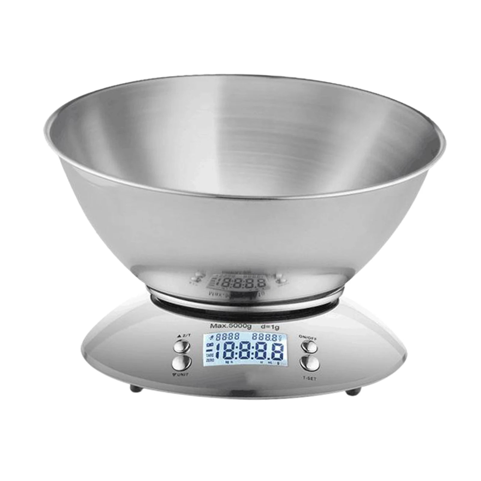 Stainless Steel Digital Kitchen Scale for Cooking and Baking, Food Scale, Removable Bowl, Temperature and Timer Display
Stainless Steel Digital Kitchen Scale for Cooking and Baking, Food Scale, Removable Bowl, Temperature and Timer Display