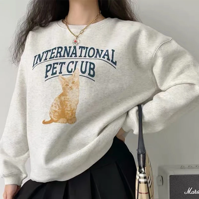 Cute Cats Printed Women Oversized Pullover 2021 Spring New Loose Round Neck Warm Tops Long Sleeve Ins Fashoin Vintage Sweaters
Cute Cats Printed Women Oversized Pullover 2021 Spring New Loose Round Neck Warm Tops Long Sleeve Ins Fashoin Vintage Sweaters