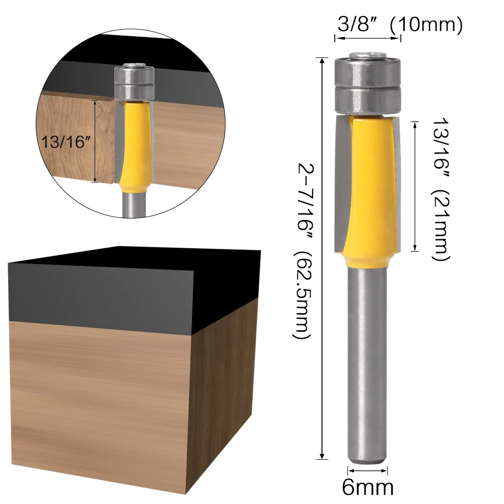 1Pcs 6mm Straight Router Bit with Double Bearing Flush Trim Wood Milling Cutter Woodworking Carbide-tipped Tools Trimming Bit
1Pcs 6mm Straight Router Bit with Double Bearing Flush Trim Wood Milling Cutter Woodworking Carbide-tipped Tools Trimming Bit