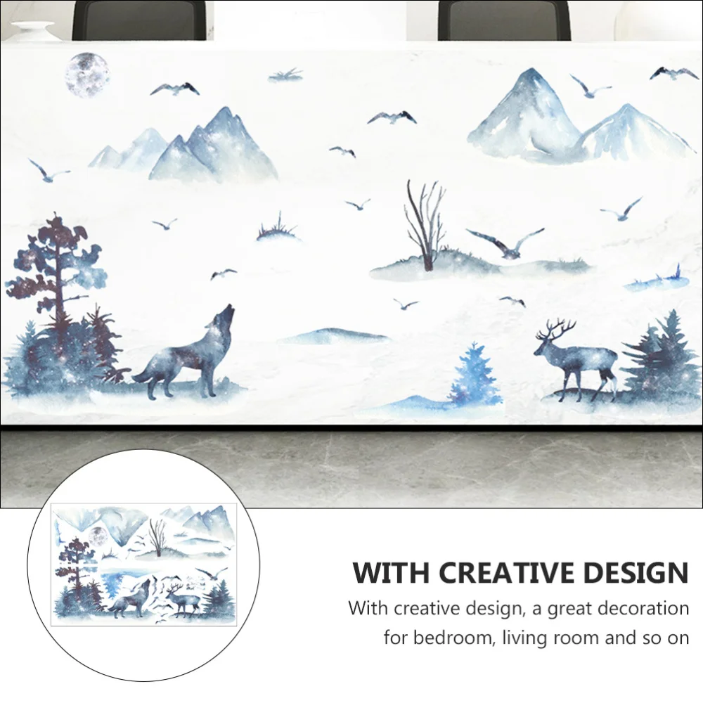 2 Sheets Forest Animal Pattern Wall Sticker Decorative Background Decal