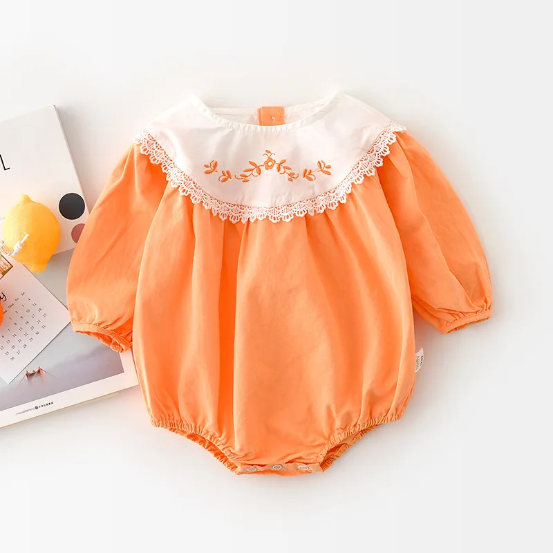 Autumn baby Girl Clothes Embroidery Lace Flower Print Peter Pan Collar Long Sleeve Baby Romper Dress Fashion Princess Dress 0-3Y 
Autumn baby Girl Clothes Embroidery Lace Flower Print Peter Pan Collar Long Sleeve Baby Romper Dress Fashion Princess Dress 0-3Y
