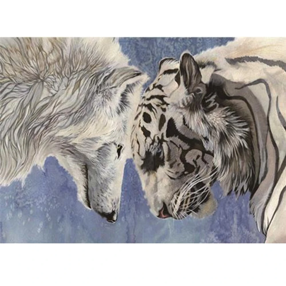 

Алмазная 5D картина «сделай сам», Набор для вышивки крестиком с животными, Волк/Тигр с водой стразы, мозаика ручной работы, домашний декор, по...