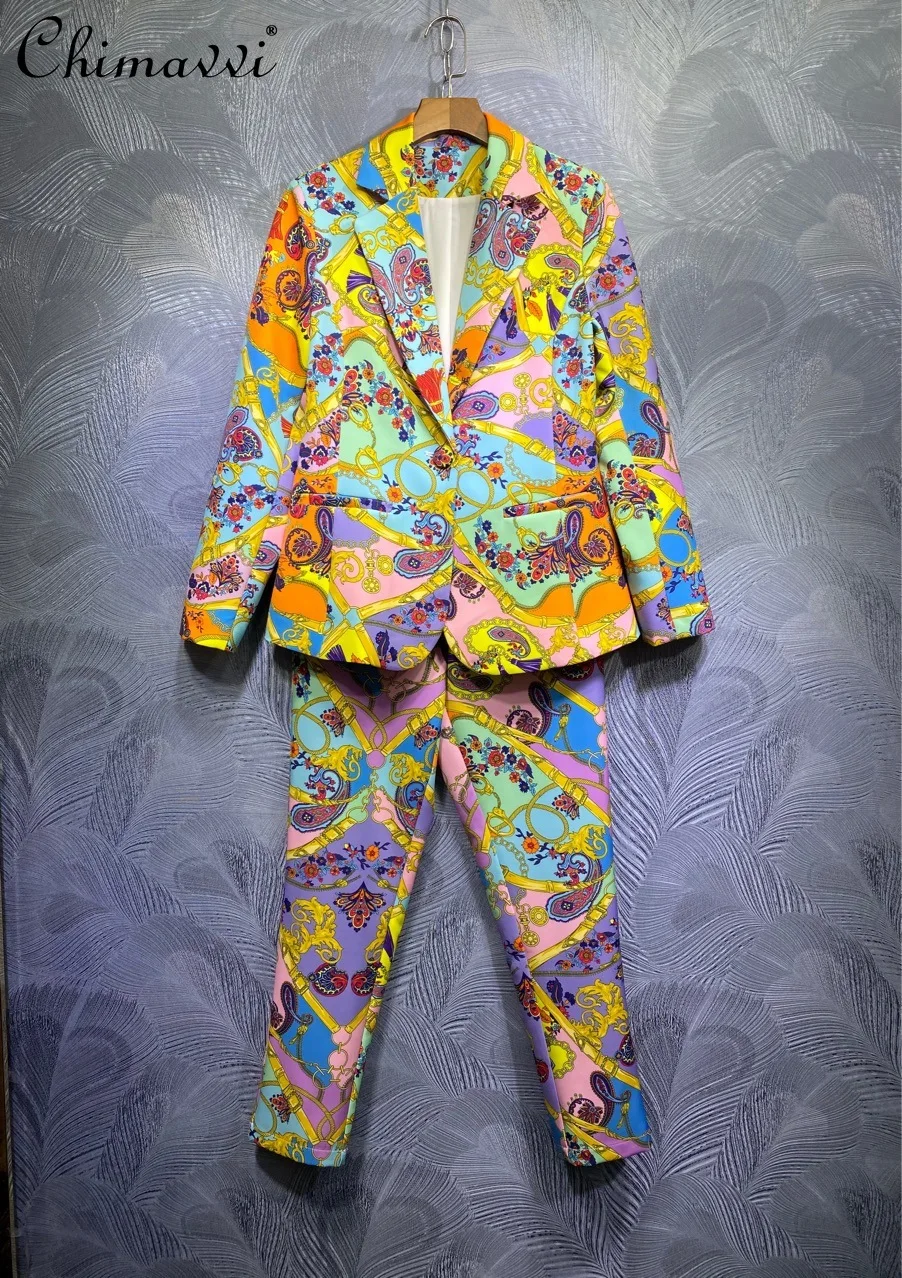 Autumn New Casual Streetwear Notched Printed Long Sleeves Blazer Fashion Elegant All-match Trousers Two Piece Set for Women
Autumn New Casual Streetwear Notched Printed Long Sleeves Blazer Fashion Elegant All-match Trousers Two Piece Set for Women