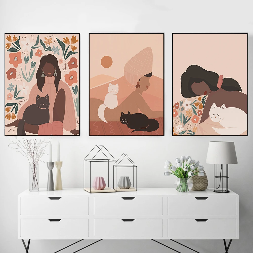 Cat Lady Illustration Poster Print Minimalist Wall Art Pictures Modern Abstract Face Woman Relax Canvas Painting for Living Room
Cat Lady Illustration Poster Print Minimalist Wall Art Pictures Modern Abstract Face Woman Relax Canvas Painting for Living Room