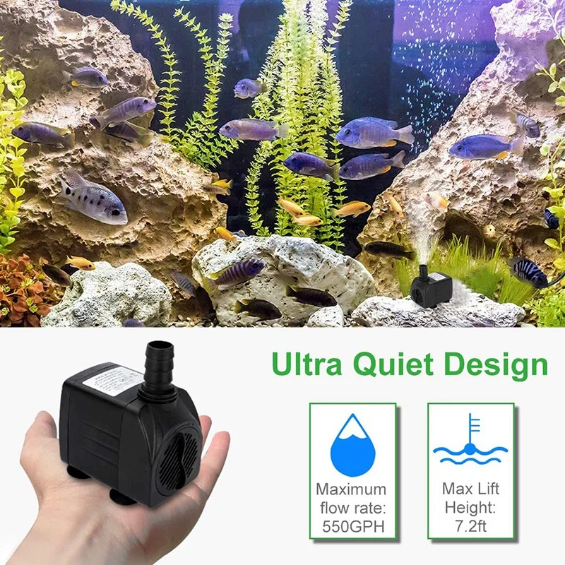 2 Pieces of 550GPH Submersible Pump 30W Silent Fountain Water Pump, with 7.2 Feet High Head, 3 Nozzles, US Plug
2 Pieces of 550GPH Submersible Pump 30W Silent Fountain Water Pump, with 7.2 Feet High Head, 3 Nozzles, US Plug