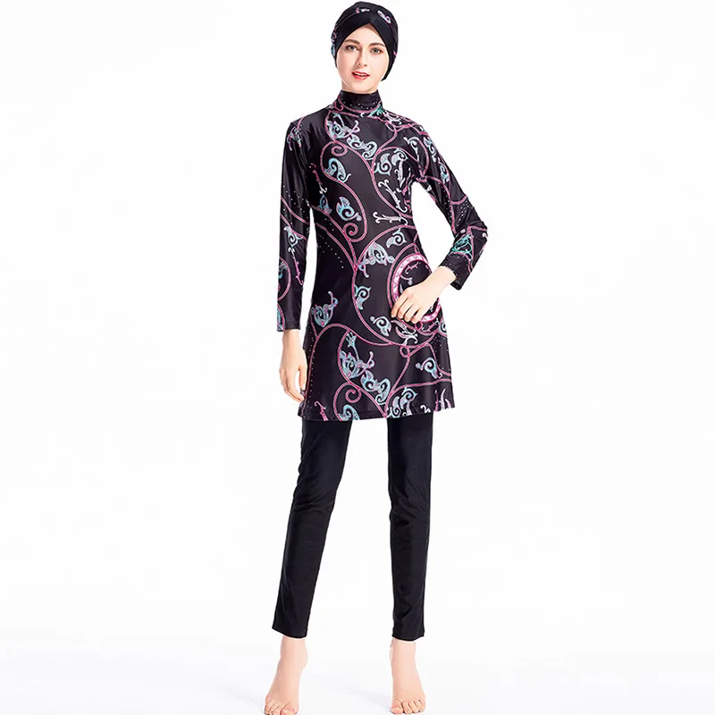 Muslim Women's Swimwear Printed Long Sleeve Women's Beach Swimwear Middle East Islamic Surf Hat Swimwear Pants Three-piece Suit
Muslim Women's Swimwear Printed Long Sleeve Women's Beach Swimwear Middle East Islamic Surf Hat Swimwear Pants Three-piece Suit