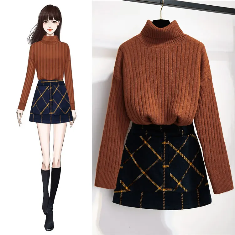 New Winter Joker Sets High Collar Thick Loose Long-Sleeved Sweater Tweed Cloth Skirt Suit Women Outfit Knitwear Fashion Set
New Winter Joker Sets High Collar Thick Loose Long-Sleeved Sweater Tweed Cloth Skirt Suit Women Outfit Knitwear Fashion Set
