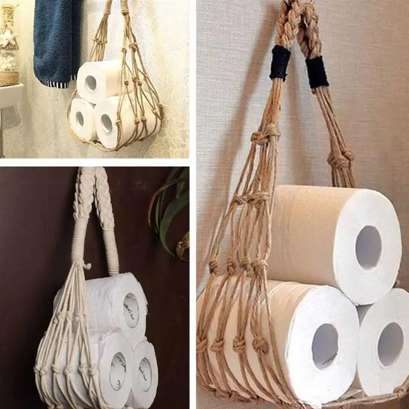 Hanging Cotton Rope Holder For Toilet Paper Magazine Books Holder Home Hotel Storage Hanging Basket Rack Bathroom Decor 
Hanging Cotton Rope Holder For Toilet Paper Magazine Books Holder Home Hotel Storage Hanging Basket Rack Bathroom Decor