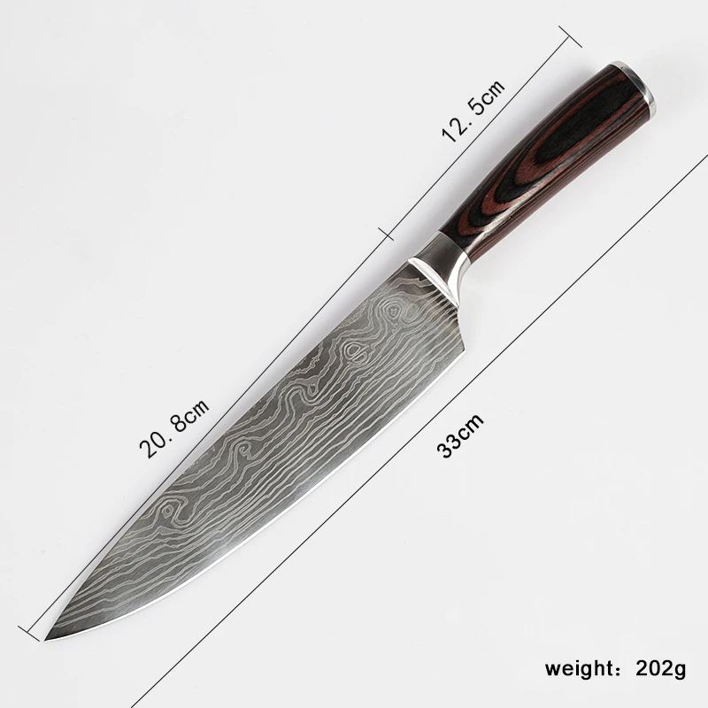 Jaswehome 8'' Chef Knife Japanese Stainless Steel Sanding Laser Pattern Professional Chef's Knives Sharp Blade Cooking Tools
Jaswehome 8'' Chef Knife Japanese Stainless Steel Sanding Laser Pattern Professional Chef's Knives Sharp Blade Cooking Tools
