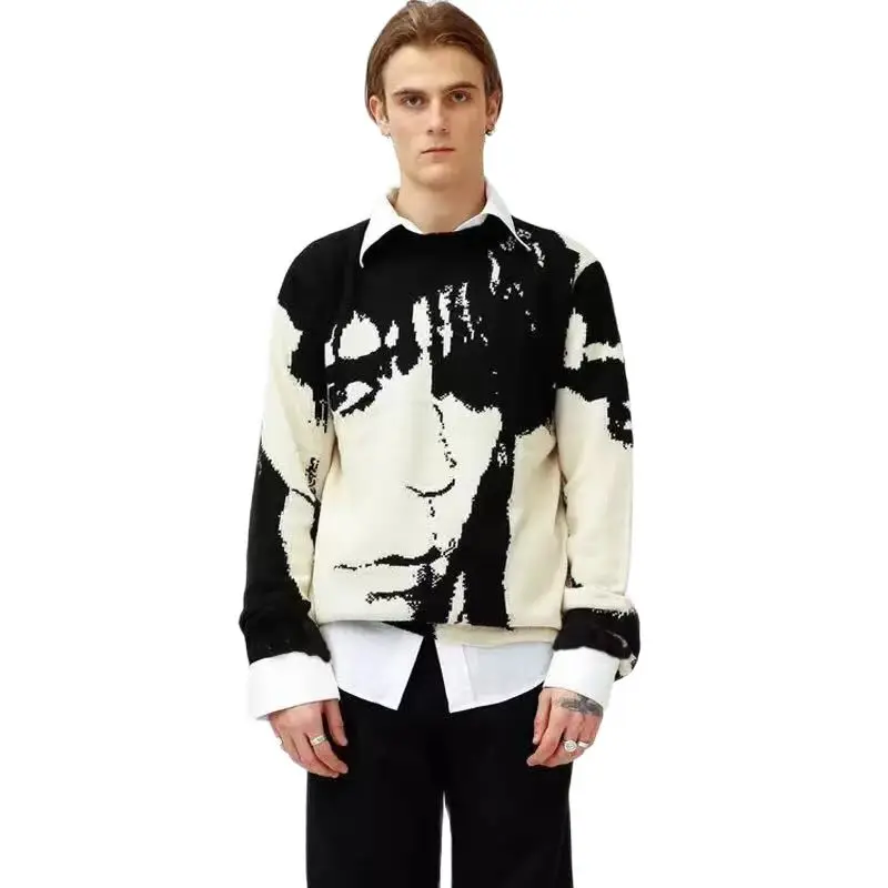 2022 Spring Autumn Men Harajuku Sweater Vintage Retro Japan Style Anime Portrait Print O-Neck Knitted Sweater
2022 Spring Autumn Men Harajuku Sweater Vintage Retro Japan Style Anime Portrait Print O-Neck Knitted Sweater