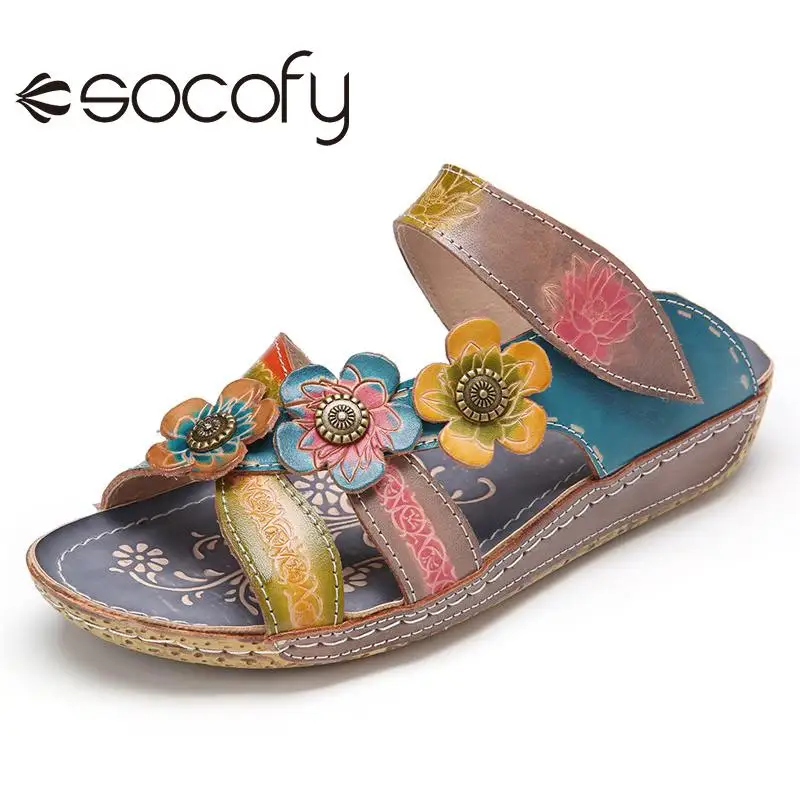 SOCOFY Women Retro Folkways Style Leather Sandals Stitching Floral Metal Button Flat Slippers Sandals Casual Outdoor Shoes 2020
SOCOFY Women Retro Folkways Style Leather Sandals Stitching Floral Metal Button Flat Slippers Sandals Casual Outdoor Shoes 2020