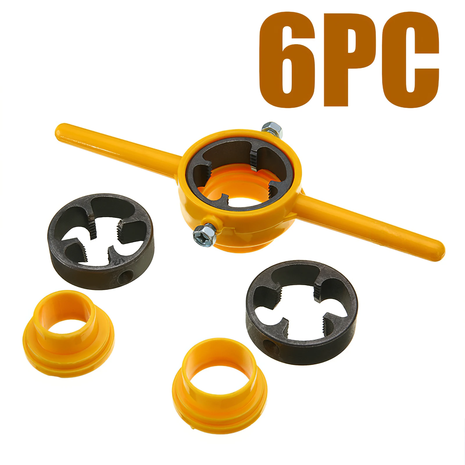 6pcs Durable 60 Degrees Pipe Round Die Set Industry Repairing Die Set Plastic Thread Maker Tool Yellow Practical Plumbing Tool
6pcs Durable 60 Degrees Pipe Round Die Set Industry Repairing Die Set Plastic Thread Maker Tool Yellow Practical Plumbing Tool