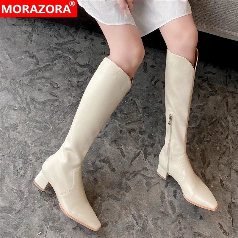 MORAZORA 2021 New Arrival Genuine Leather Boots Women Zip High Heels Western Boots Solid Color Autumn Winter Knee High Boots
MORAZORA 2021 New Arrival Genuine Leather Boots Women Zip High Heels Western Boots Solid Color Autumn Winter Knee High Boots