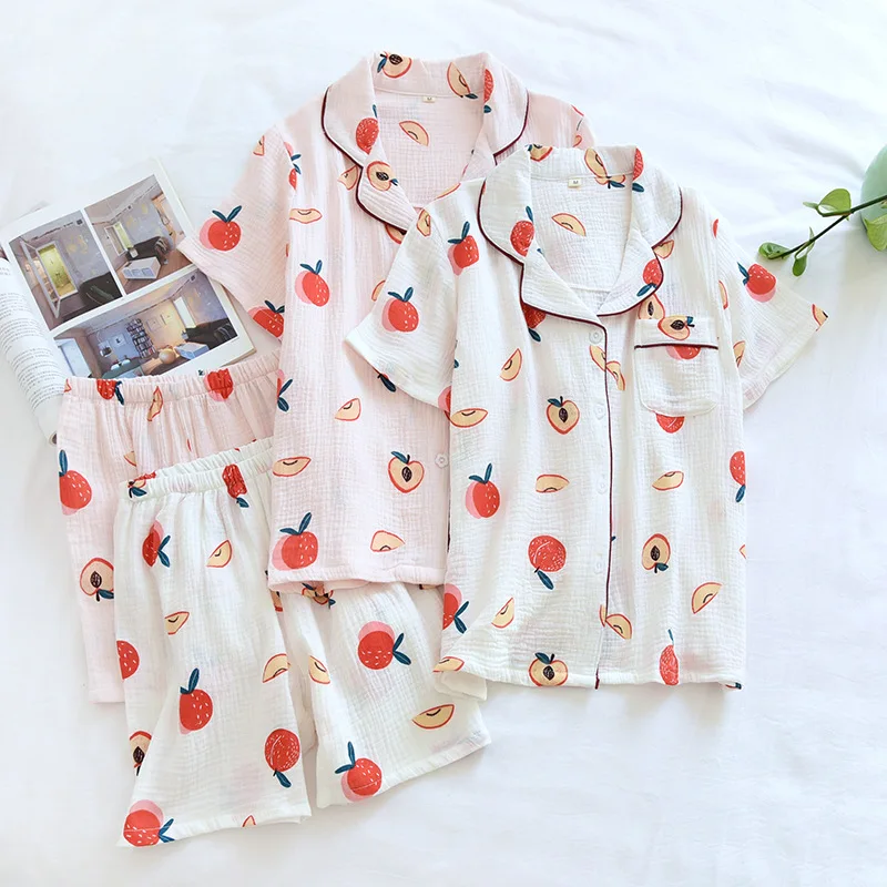juicy peach 100% crepe cotton shorts pajama sets women Summer sweet fruits short sleeves simple pyjamas mujer sleepwear women
juicy peach 100% crepe cotton shorts pajama sets women Summer sweet fruits short sleeves simple pyjamas mujer sleepwear women