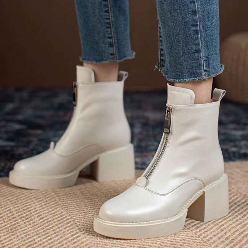 Женские ботильоны из ПУ кожи, на молнии спереди, на высоком квадратном каблуке 
Женские ботильоны из ПУ кожи, на молнии спереди, на высоком квадратном каблуке