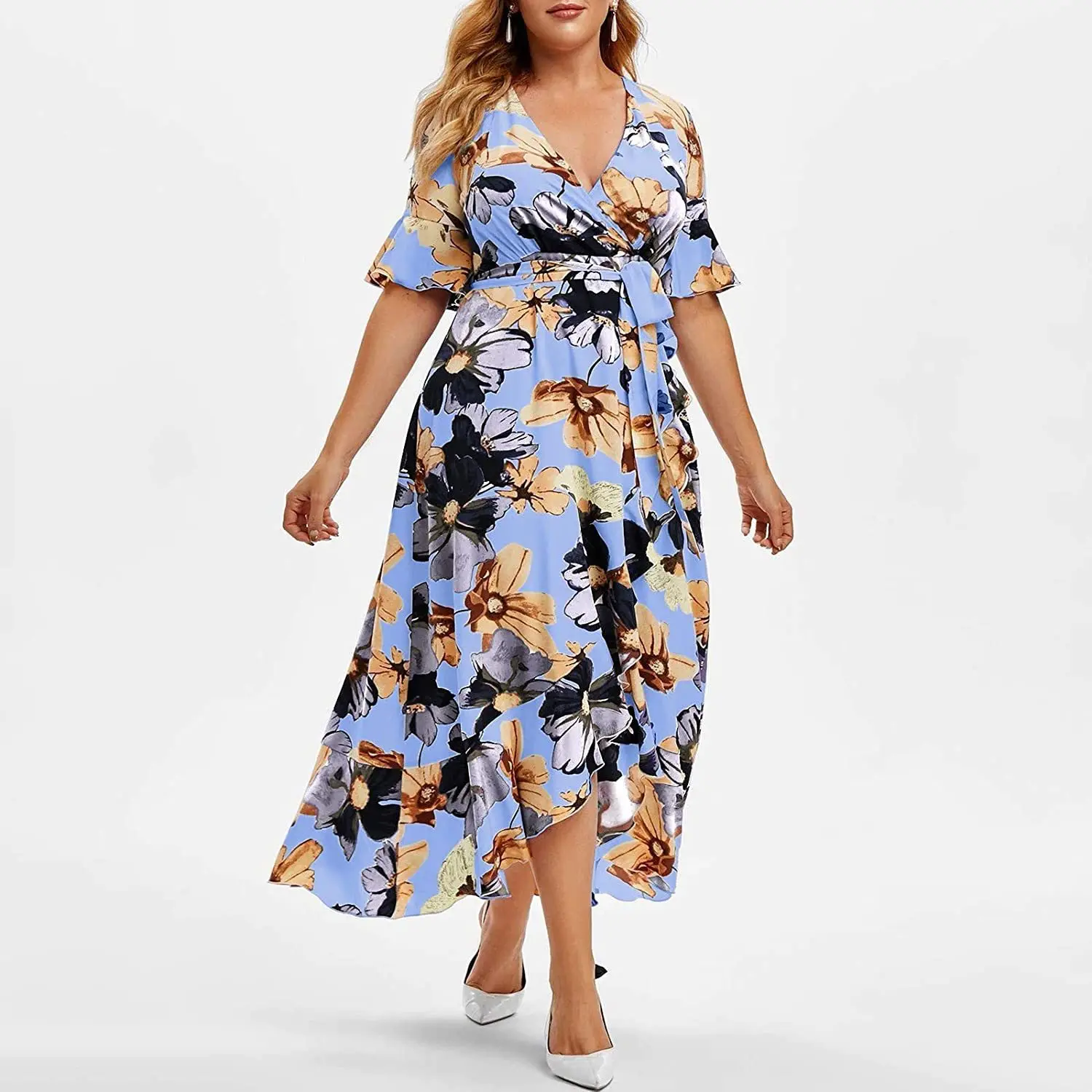 Summer Floral Printed Bohemian Holiday Style Large Size Women Dress V-neck Wide Loose Plus Size Casual Beach Long Skirt 5XL
Summer Floral Printed Bohemian Holiday Style Large Size Women Dress V-neck Wide Loose Plus Size Casual Beach Long Skirt 5XL