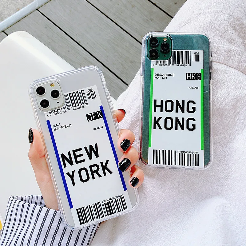 

Hot Air Ticket Travel New York Los Angeles Phone Case for Iphone 7 8 SE2 11 12 Mini Pro X Xs Max Xr National Entry Permit Cover