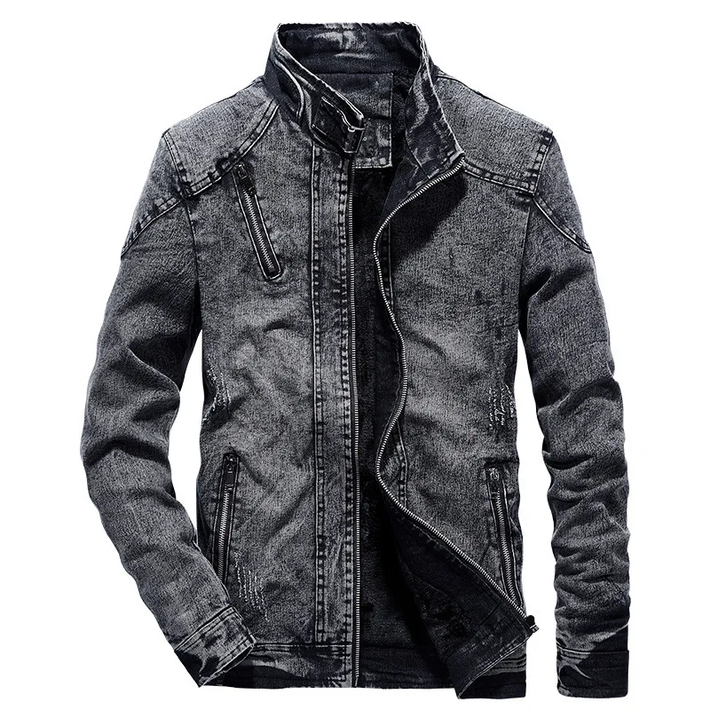 New Vintage Mens Denim Jacket Solid Casual Mens Jeans Coat Fashion Stand Clothes for Men Black Blue Bomber Jacket Men Stand
New Vintage Mens Denim Jacket Solid Casual Mens Jeans Coat Fashion Stand Clothes for Men Black Blue Bomber Jacket Men Stand