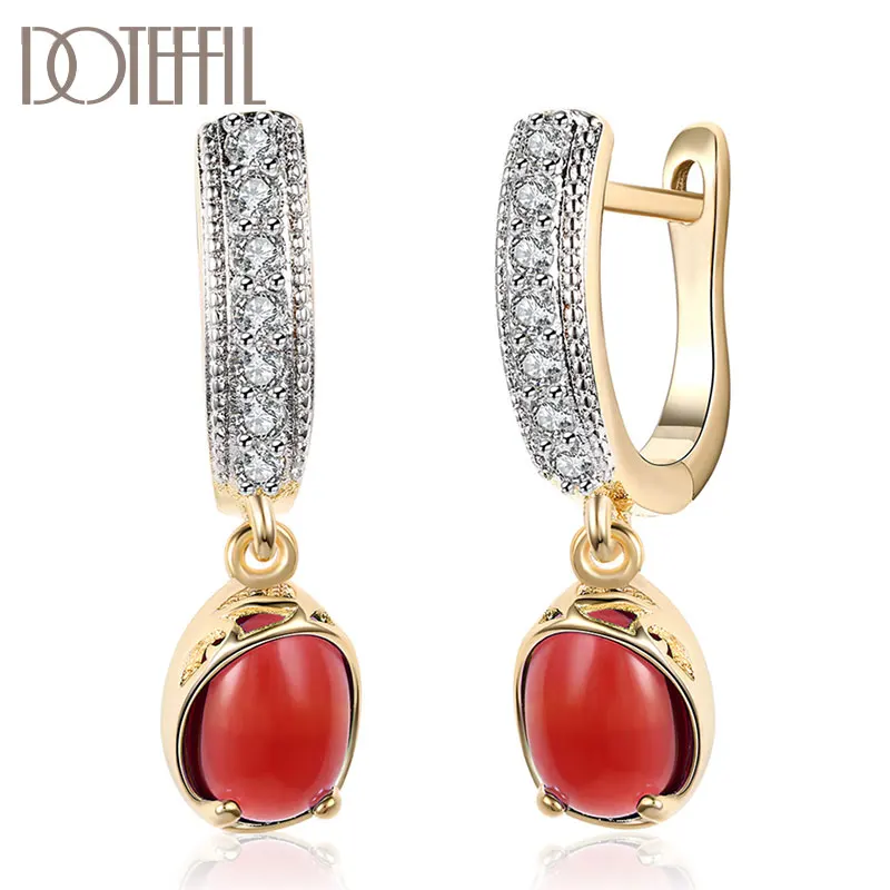 DOTEFFIL 925 Sterling Silver Red/Green AAA Zircon 18K Gold Earrings For Women Jewelry Fashion Wedding Party Gift
DOTEFFIL 925 Sterling Silver Red/Green AAA Zircon 18K Gold Earrings For Women Jewelry Fashion Wedding Party Gift