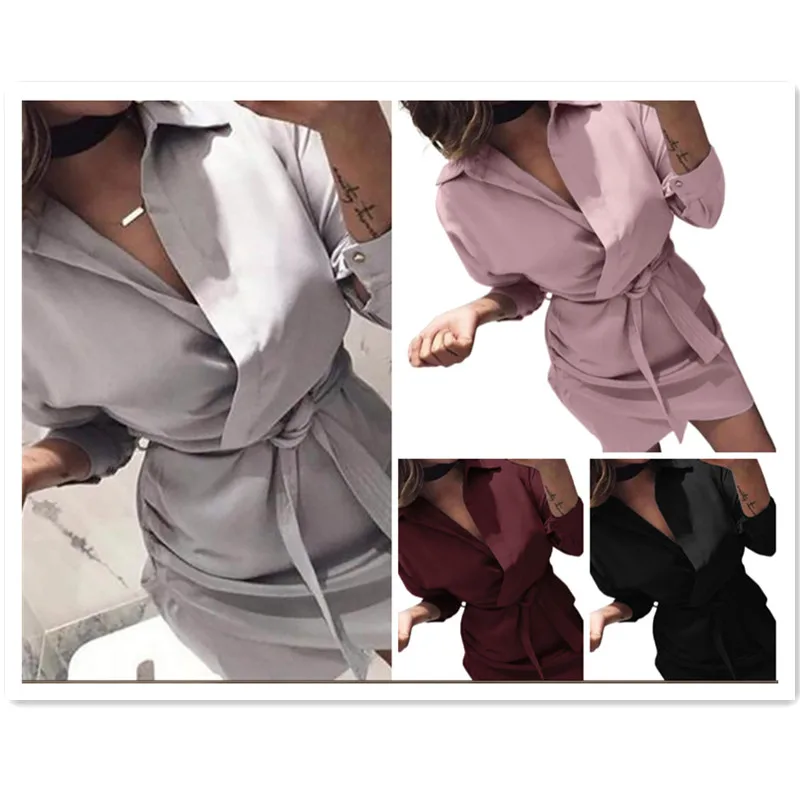 Irregular Short Shirt Dress Belt Turn-down Collar Casual Streetwear Office Lady Summer Solid Colour Female Knee-Length Dresses
Irregular Short Shirt Dress Belt Turn-down Collar Casual Streetwear Office Lady Summer Solid Colour Female Knee-Length Dresses