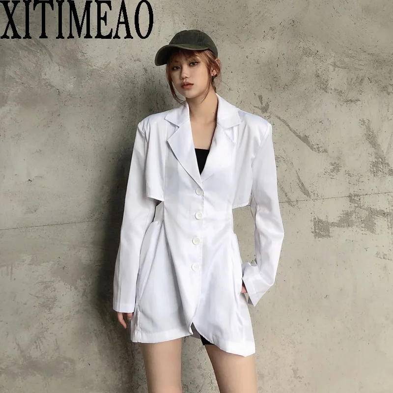 Xitimeao Women Retro Elegant Tailored Collar Suit Dress Long Sleeve Dress Spring Autumn Back Waist Hollowed Out Mini Dress
Xitimeao Women Retro Elegant Tailored Collar Suit Dress Long Sleeve Dress Spring Autumn Back Waist Hollowed Out Mini Dress