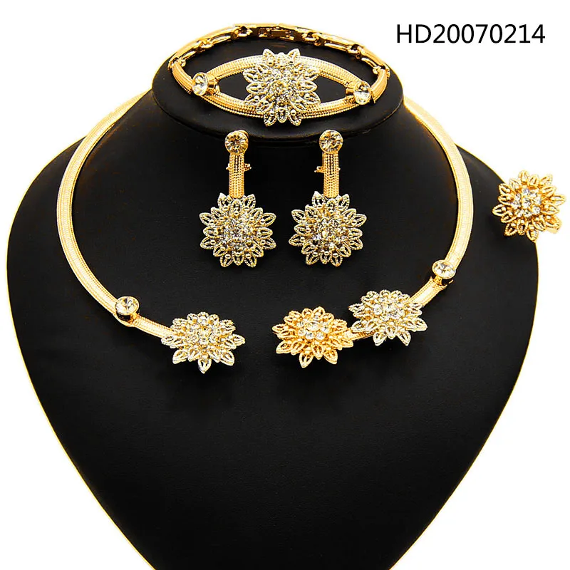 Yulaili Exquisite Luxury Jewelry Sets Gold Color Choker Earrings Bracelet Ring Nigeria African Accessories Gifts Free Shipping
Yulaili Exquisite Luxury Jewelry Sets Gold Color Choker Earrings Bracelet Ring Nigeria African Accessories Gifts Free Shipping