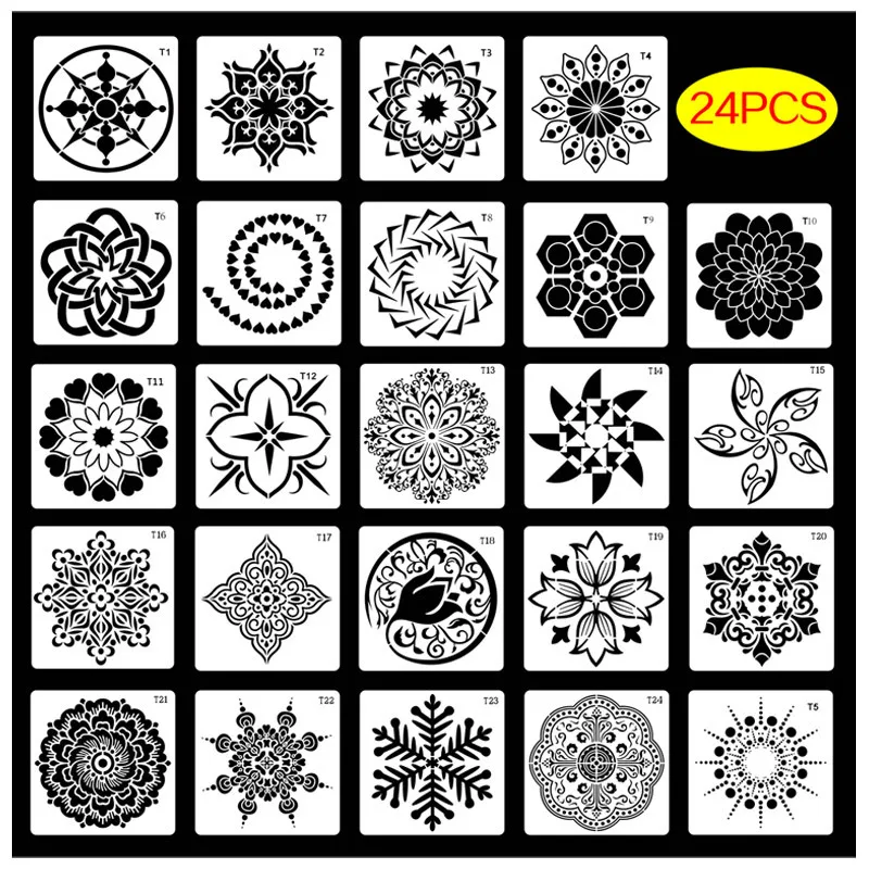 12/24P New Mandala DIY Layering Painting Stencils for Wall Scrapbooking Coloring Embossing Decorative Journal Art Template Set
12/24P New Mandala DIY Layering Painting Stencils for Wall Scrapbooking Coloring Embossing Decorative Journal Art Template Set