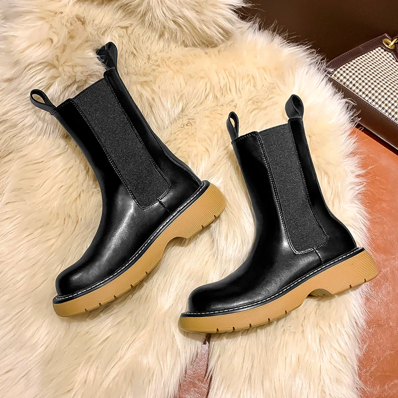

AIYUQI Martin Boots Women 2021 New Genuine Leather British Style Women's Chelsea Boots Thick-soled Short Boots Women