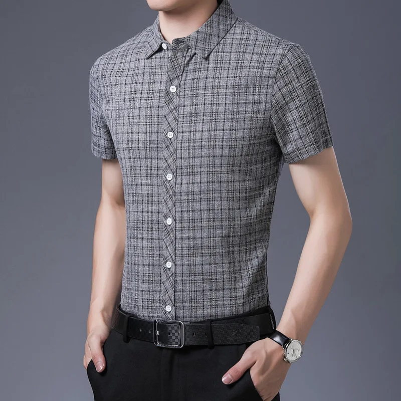 Summer Short Sleeve Plaid Shirt Men's father summer casual middle aged and young men's half sleeve shirt
Summer Short Sleeve Plaid Shirt Men's father summer casual middle aged and young men's half sleeve shirt