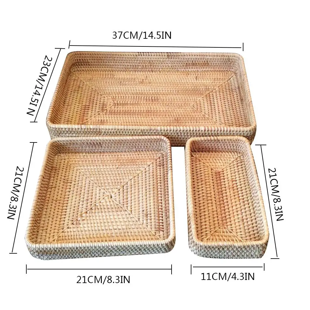 3PCS/Set Rattan Woven Storage Tray Rectangle Serving Tray Serving Organizer For Candy Vegetable Fruit Snack Dried Fruit Storage
3PCS/Set Rattan Woven Storage Tray Rectangle Serving Tray Serving Organizer For Candy Vegetable Fruit Snack Dried Fruit Storage