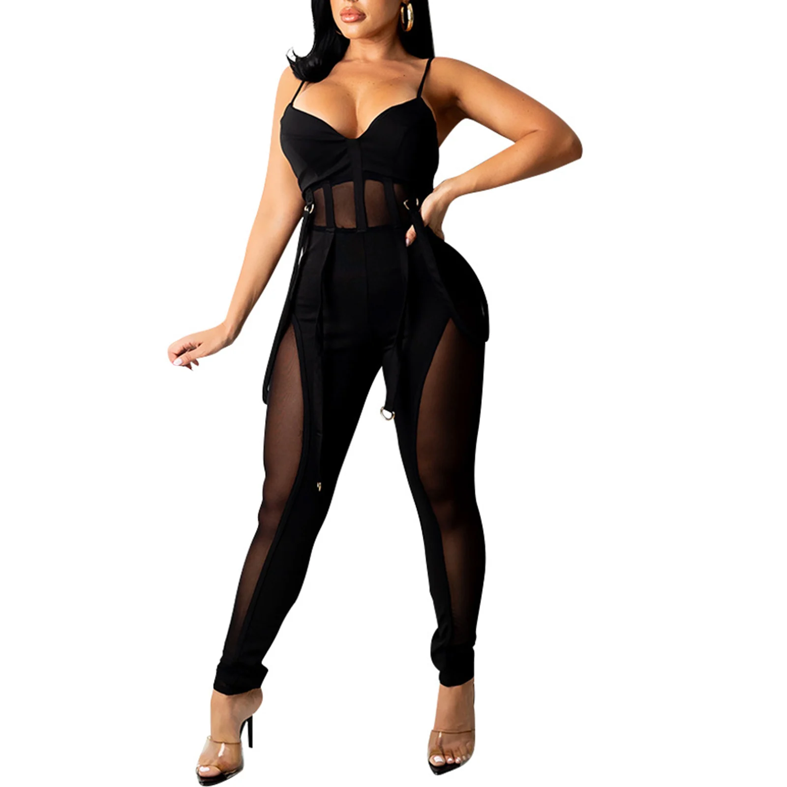 Women Sheer Mesh Jumpsuits Adults Sleeveless Solid Color V-neck Spaghetti Strap Tassel Romper
Women Sheer Mesh Jumpsuits Adults Sleeveless Solid Color V-neck Spaghetti Strap Tassel Romper