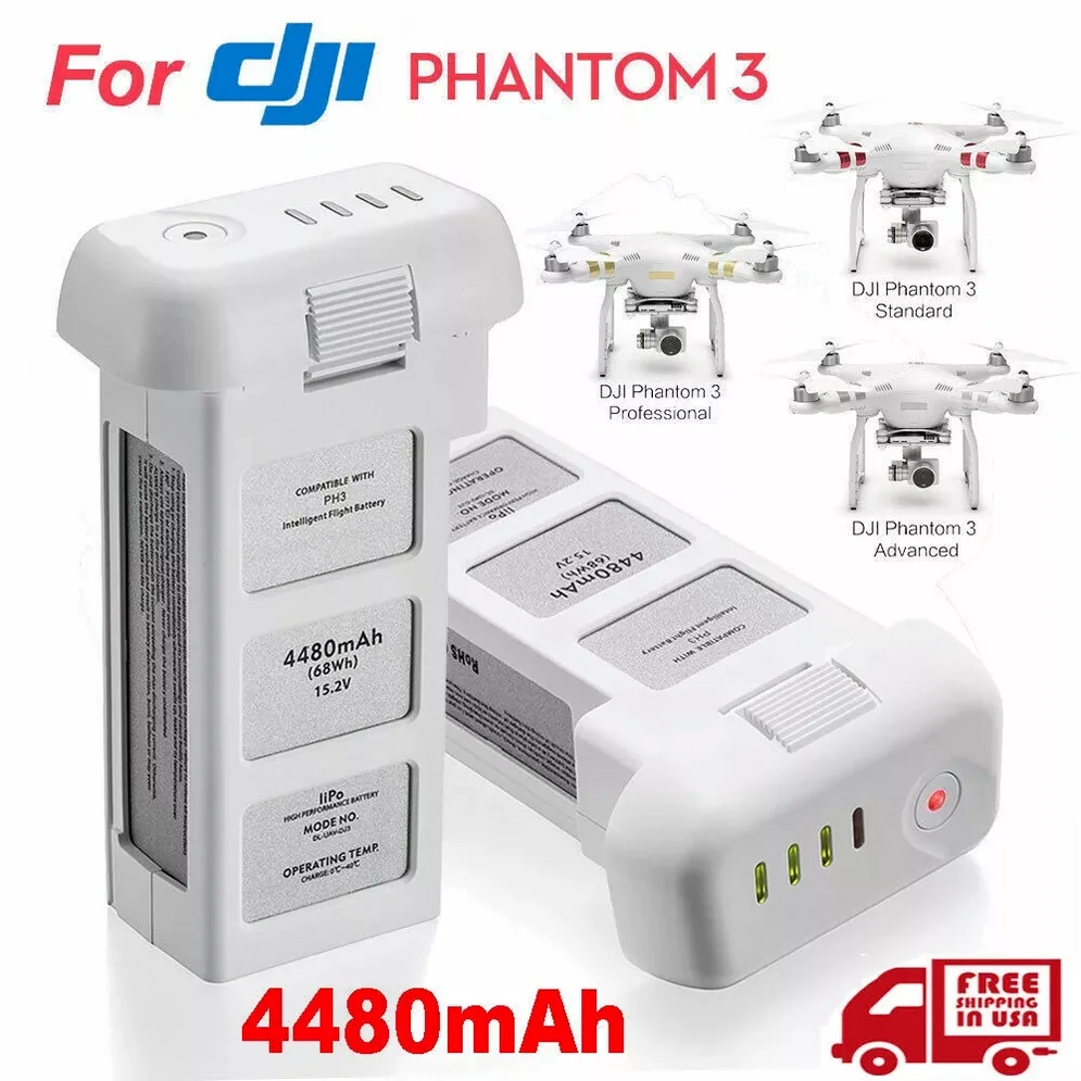 Drone Battery for DJI Phantom 3 Professional/3/Standard/Advanced 15.2V 4480mAh LiPo 4S Intelligent Battery Up To 23 Minutes SALE
Drone Battery for DJI Phantom 3 Professional/3/Standard/Advanced 15.2V 4480mAh LiPo 4S Intelligent Battery Up To 23 Minutes SALE