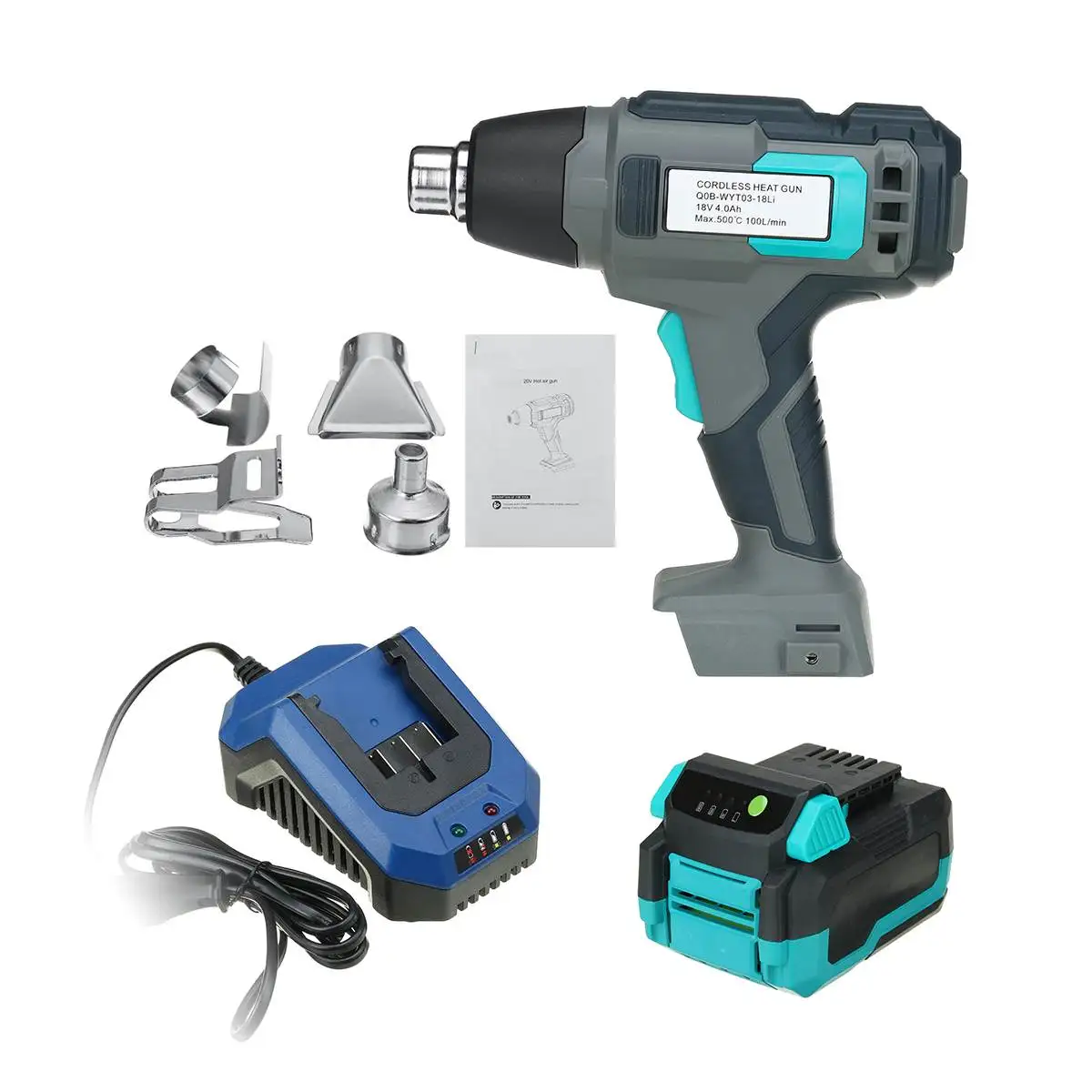 NEW 18V 4000mAh Electric Cordless Heat Gun Temperatures Adjustable Hot Air Gun With 3 Nozzles Attachments Power Tool
NEW 18V 4000mAh Electric Cordless Heat Gun Temperatures Adjustable Hot Air Gun With 3 Nozzles Attachments Power Tool