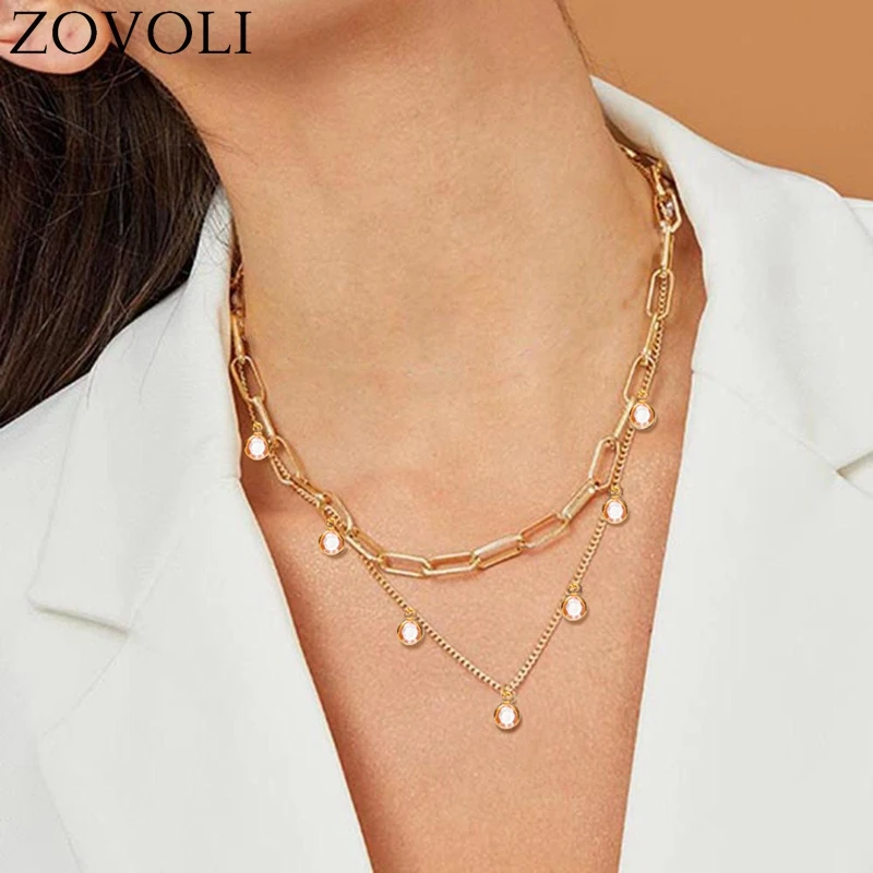 ZOVOLIBohemian Gold Necklace for Women Layered Pendant Necklaces Charming TransStone Chain Chockers Handmade Party Jewelry
ZOVOLIBohemian Gold Necklace for Women Layered Pendant Necklaces Charming TransStone Chain Chockers Handmade Party Jewelry