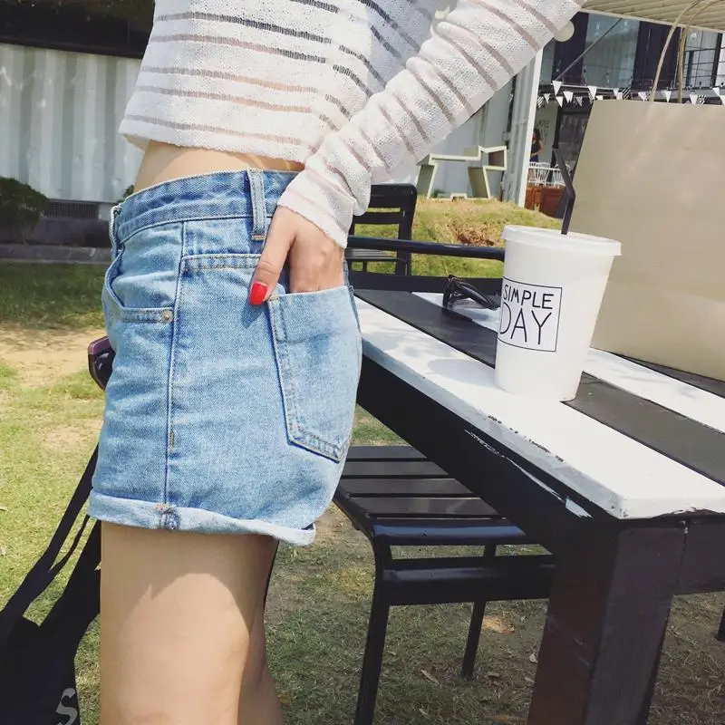 Wholesale 2019 summer new Korean version loose and versatile light color high waist women's denim shorts for women
Wholesale 2019 summer new Korean version loose and versatile light color high waist women's denim shorts for women
