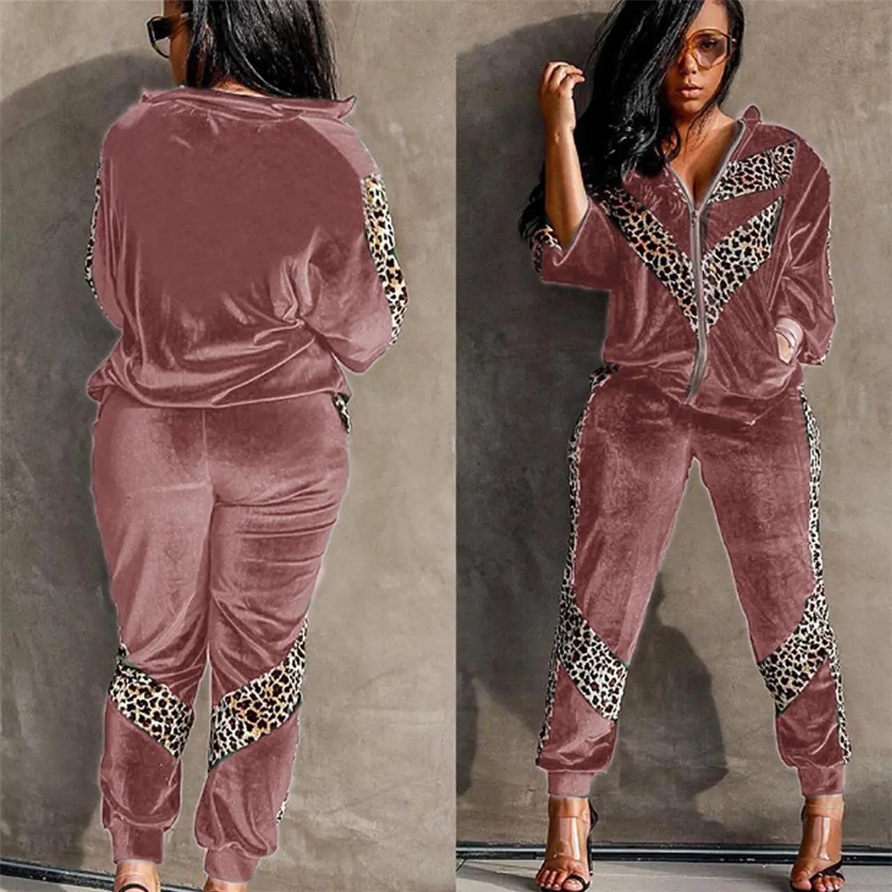 Imcute Autumn Women Sets Leopard Patchwork Tracksuits Velvet Two Pieces Fashion Zipper Long Sleeve Coats Jogger Pants Sportswear
Imcute Autumn Women Sets Leopard Patchwork Tracksuits Velvet Two Pieces Fashion Zipper Long Sleeve Coats Jogger Pants Sportswear