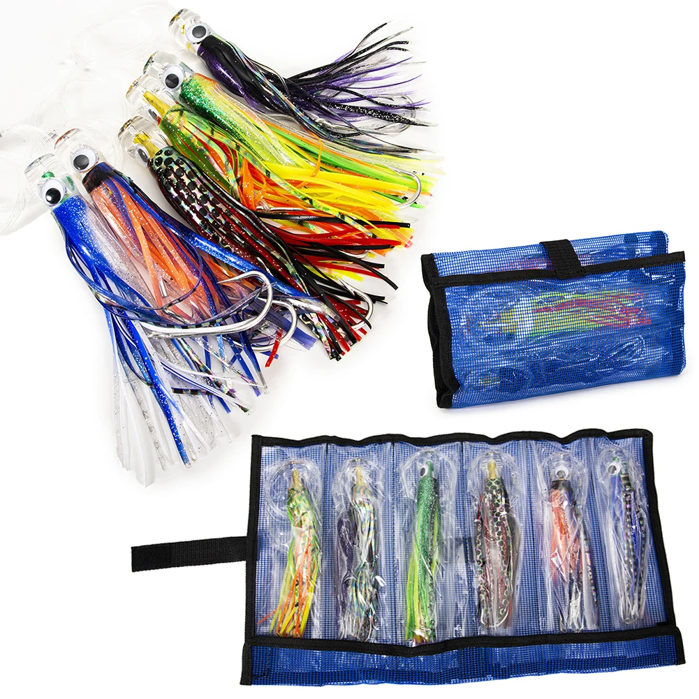 6pcs Fishing Lure Fish Bait Seawater Fishing Trolling Lure Set Tuna Lures Octopus Squid Skirt Artificial Bait Terminal Tackle
6pcs Fishing Lure Fish Bait Seawater Fishing Trolling Lure Set Tuna Lures Octopus Squid Skirt Artificial Bait Terminal Tackle