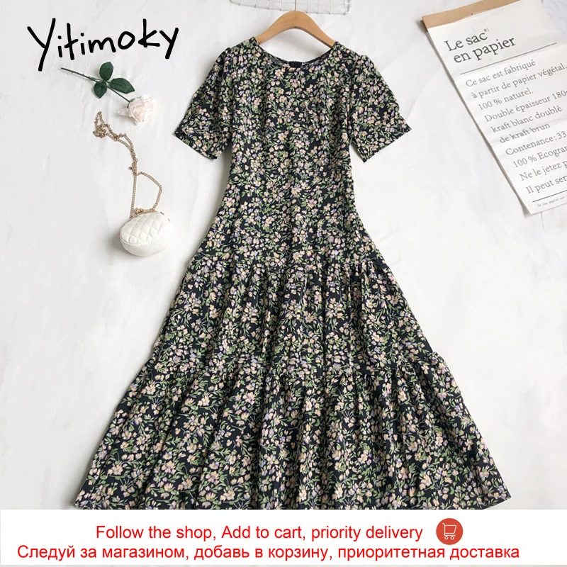 Yitimoky Vintage Print Floral Dresses Women Summer 2021 Casual Fashion New Folds Puff Short Sleeve O-Neck Long Dress Black Pink
Yitimoky Vintage Print Floral Dresses Women Summer 2021 Casual Fashion New Folds Puff Short Sleeve O-Neck Long Dress Black Pink