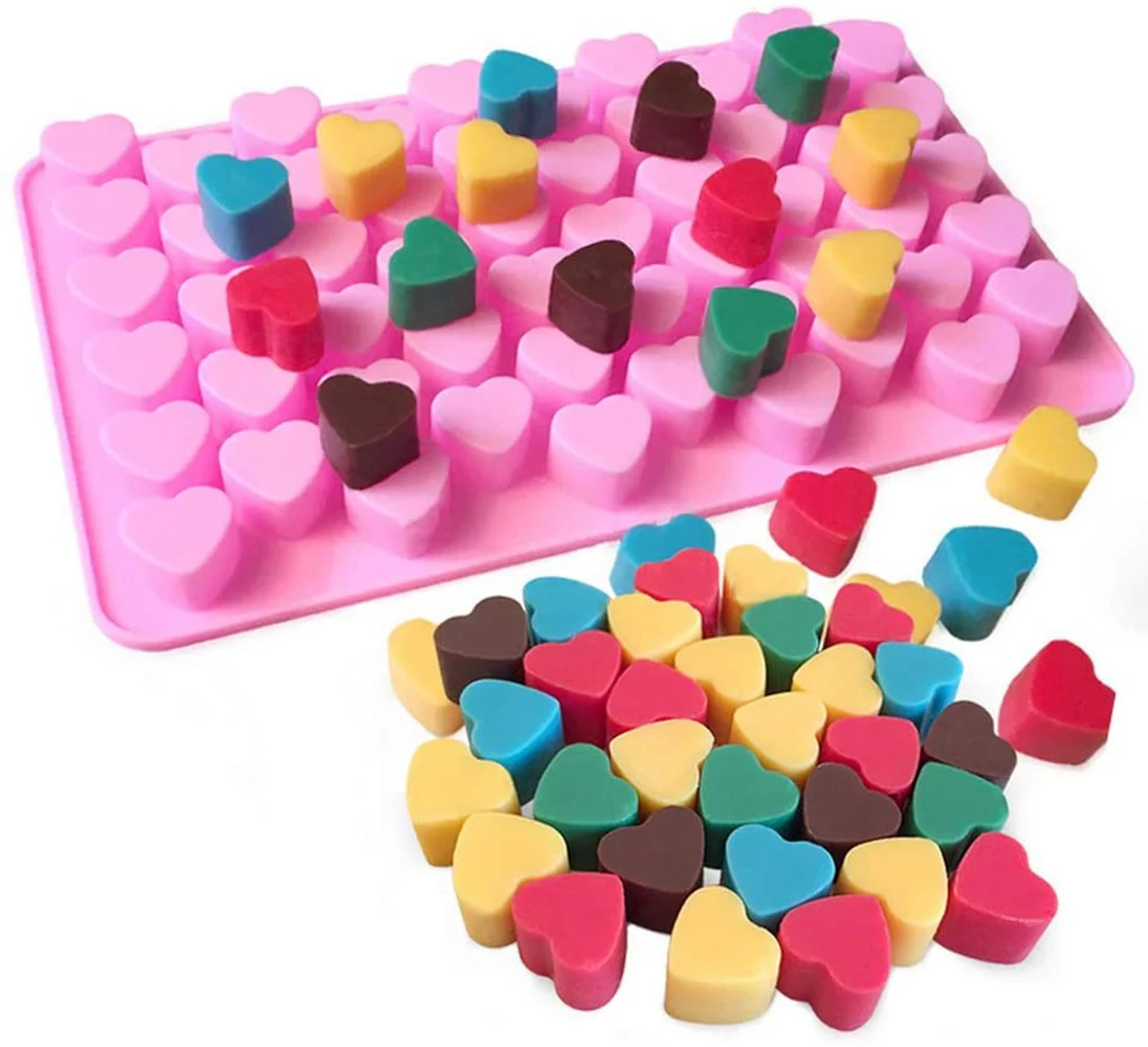 

Силиконовая форма для шоколада, 55 сердца, инструменты для выпечки, антипригарная силиконовая форма для торта, желе, конфеты, 3D формы «сделай ...