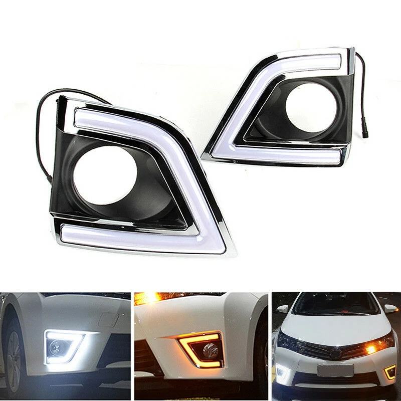 Car DRL LED Daytime Running Lights with Yellow Turn Signal Fog Lamp Cover for Toyota Corolla 2014 2015 2016
Car DRL LED Daytime Running Lights with Yellow Turn Signal Fog Lamp Cover for Toyota Corolla 2014 2015 2016