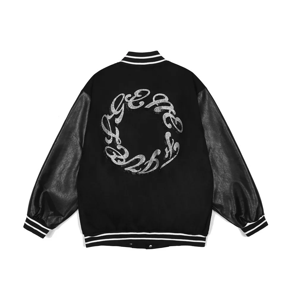 Spring and Autumn Men's Fashion Rhinestone Letters PU Leather Patchwork Jacket Vibe Loose Baseball Coat for Male
Spring and Autumn Men's Fashion Rhinestone Letters PU Leather Patchwork Jacket Vibe Loose Baseball Coat for Male