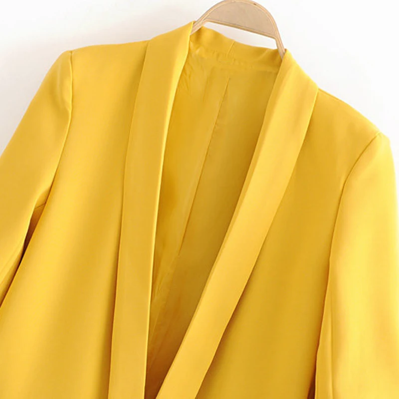 Yellow Shawl Collar Elegant Office Ladies Workwear Blazer 2020 New Spring Autumn Jacket Buttonless Cardigan Blazer Female Tops
Yellow Shawl Collar Elegant Office Ladies Workwear Blazer 2020 New Spring Autumn Jacket Buttonless Cardigan Blazer Female Tops