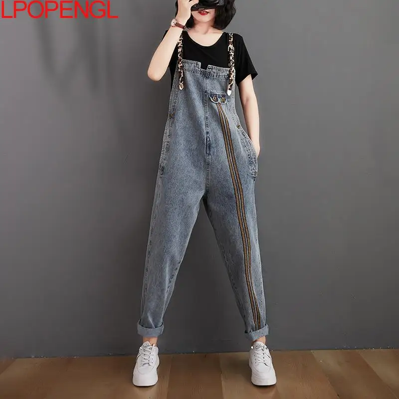Spring Ladies Simple Harajuku Retro Overalls 2021 New Casual Fashion Loose Stitching Trousers Korean Style Pockets
Spring Ladies Simple Harajuku Retro Overalls 2021 New Casual Fashion Loose Stitching Trousers Korean Style Pockets