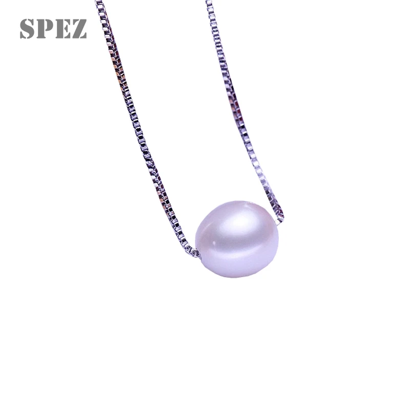 925 Sterling Silver Necklace 8-9mm Genuine Natural Freshwater Pearl Pendant Necklaces For Women Jewelry Fashion Gift | Украшения и