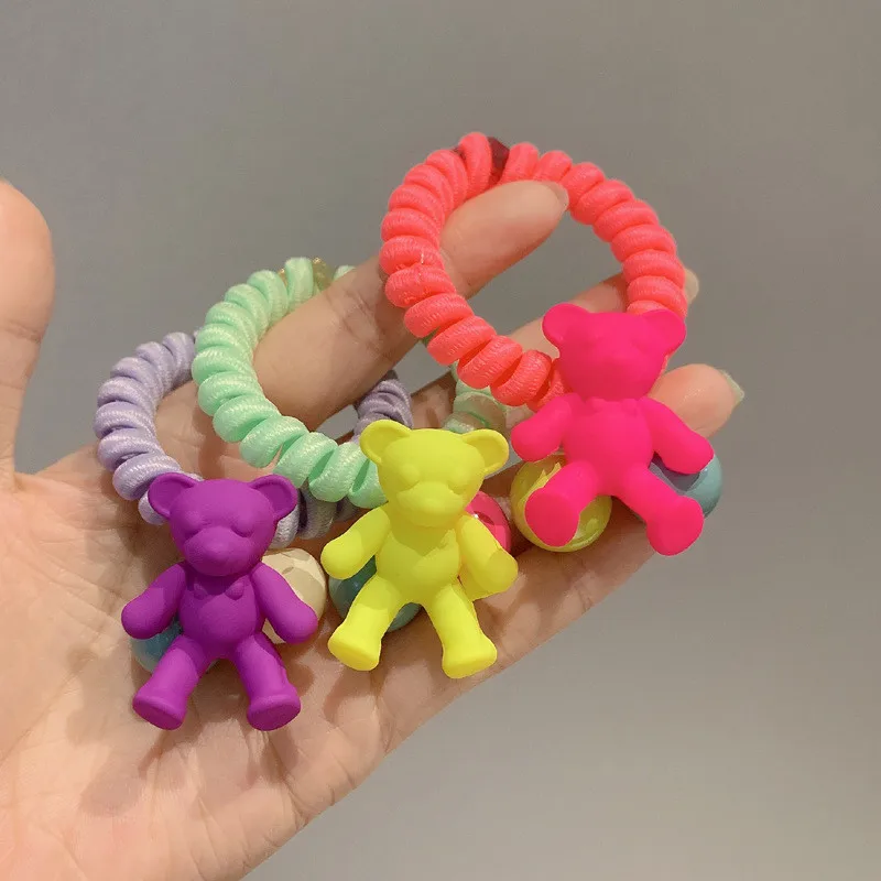 

Women Phone Cord Hair Ties Elastic Rubber Bands Bow Girl Scrunchies Monkey Colorful Korean Summer Head Accessories Wholesale