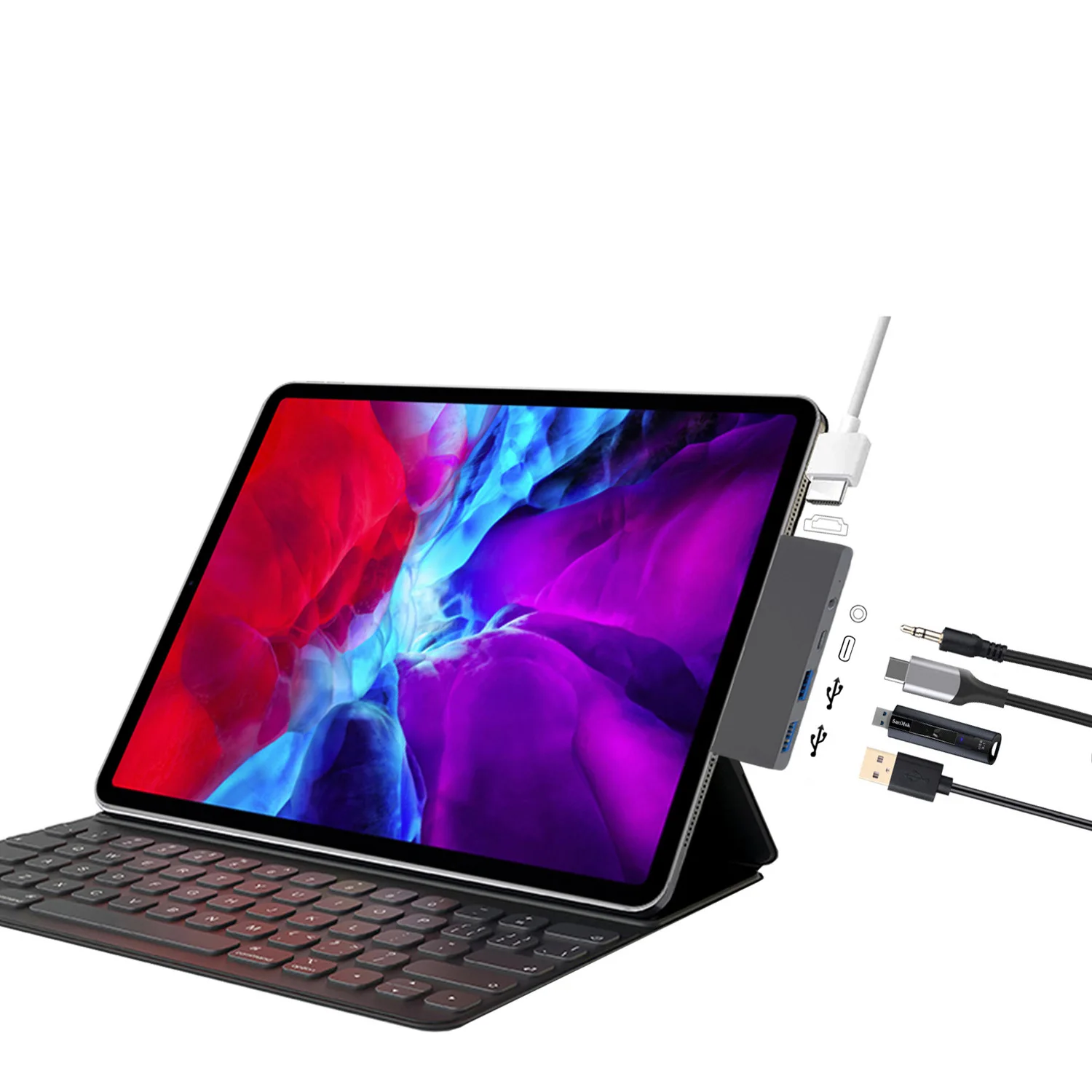 New Product Ipad Pro Multifunctional Docking Station Type-C To HDMI Over 4k/60hz 5 In One HUB Hub
New Product Ipad Pro Multifunctional Docking Station Type-C To HDMI Over 4k/60hz 5 In One HUB Hub