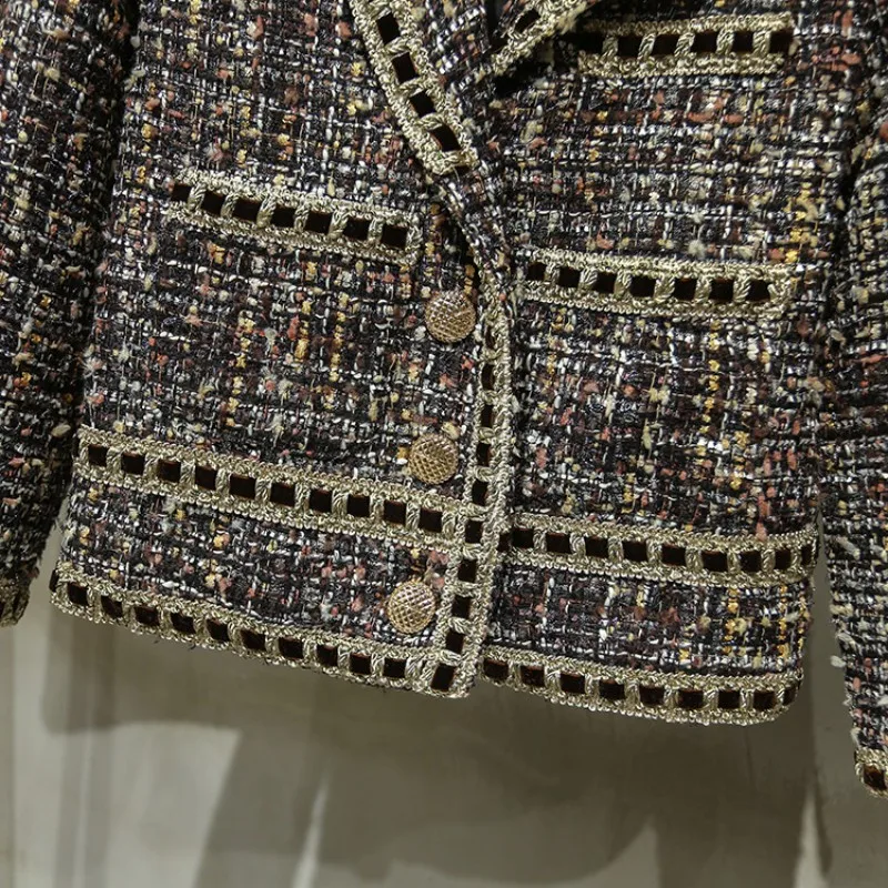 High Quality Women Autumn New Tweed Jacket A Line Skirt Two Piece Set Slim Fit Formal Suit Twill Sets Brand Outfits Clothes Set 
High Quality Women Autumn New Tweed Jacket A Line Skirt Two Piece Set Slim Fit Formal Suit Twill Sets Brand Outfits Clothes Set